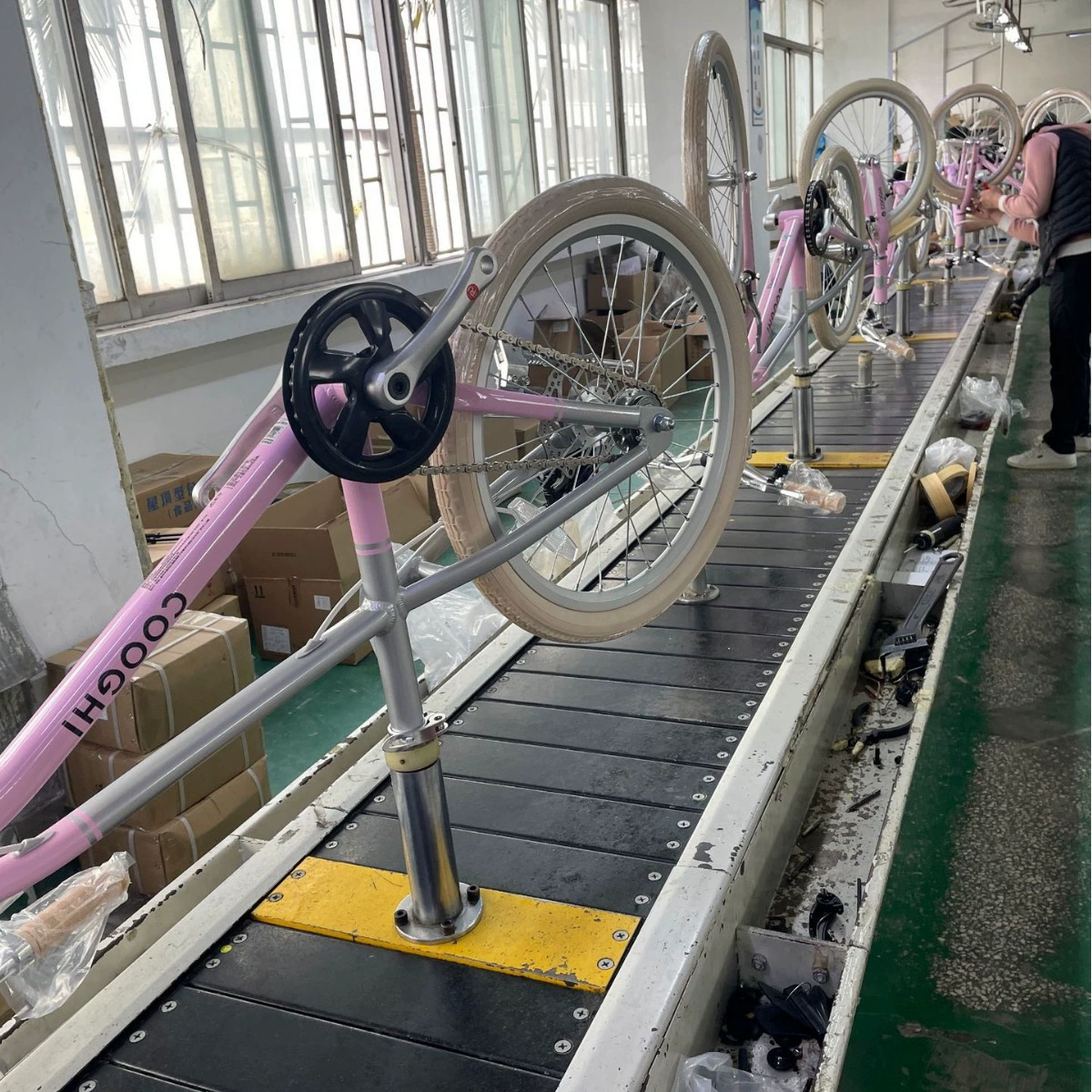 Сборочный конвейер электрического велосипеда Гуанчжоу, сборочный конвейер мотоцикла, производственная линия велосипеда