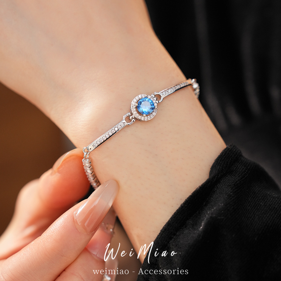 Pulsera redonda geométrica de piedra de silicio ligera de lujo nicho pulsera de alta calidad personalidad temperamento universal joyas de moda al por mayor