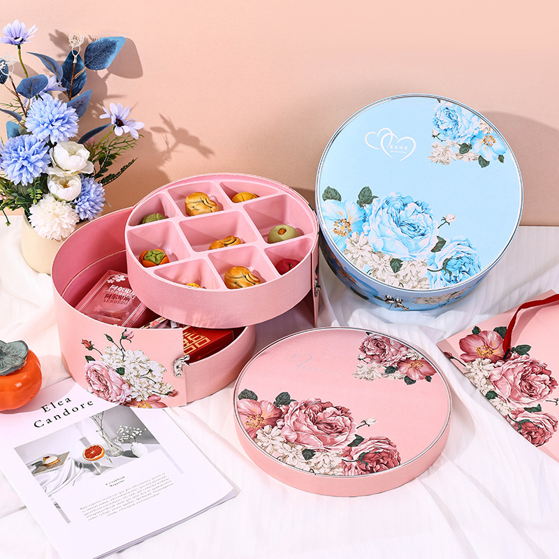 婚庆伴手礼品圆盒生日回礼盒果送手提袋内托密封喜糖盒跨境礼物