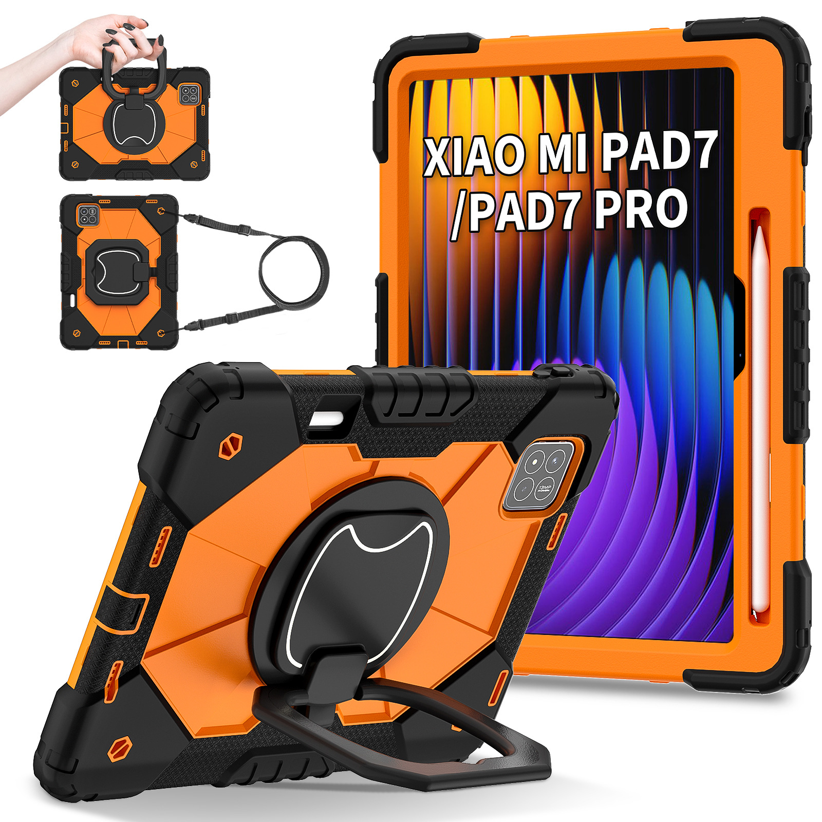 Funda para Tableta con Ranura para Lápiz para Xiaomi Pad 7 / Pad 7 Pro, A prueba de golpes, Con soporte, Anti-caída