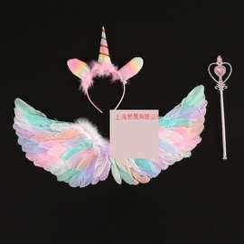 儿童小天使翅膀道具女童精灵仙女拍照cos表演白色羽毛成人背饰