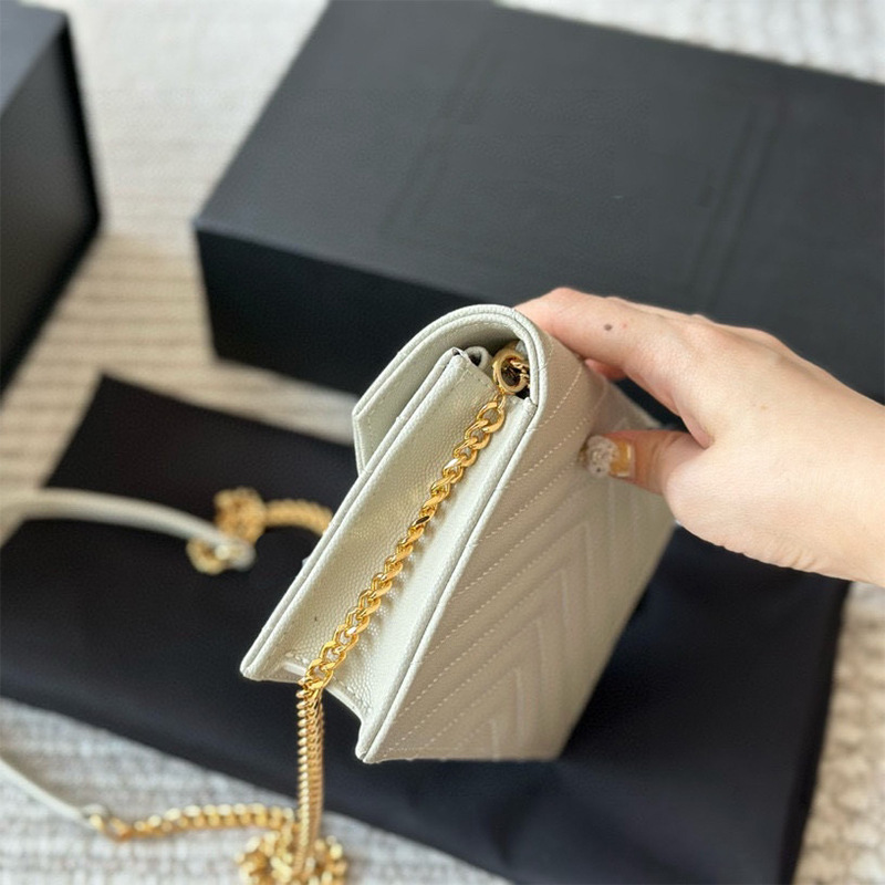Women's 2025 New WOC Envelope Bag V-Quilted Chain Small Square Shoulder Crossbody Clutch Evening Bag - Thumbnail 3