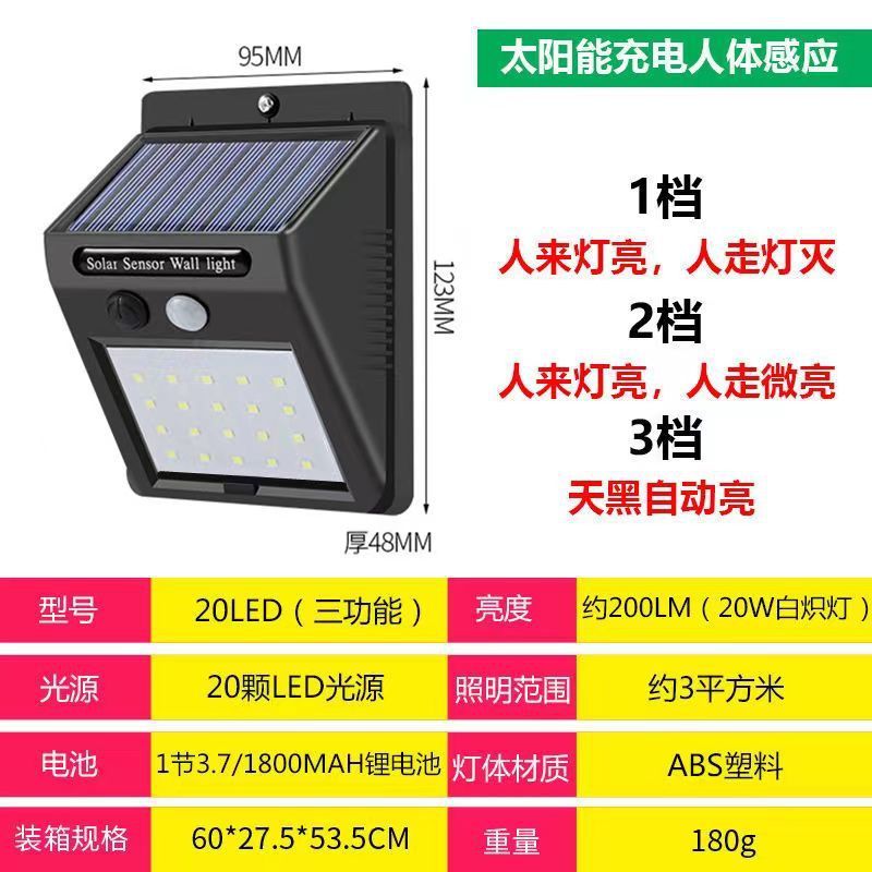 太阳能灯户外照明庭院灯人体感应超亮防水壁灯新农村家用室外路灯|undefined