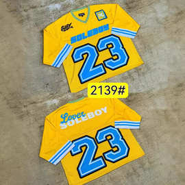 宽版网孔速干球衣数字发泡球服 外贸跨境休闲23运动短袖T恤上衣