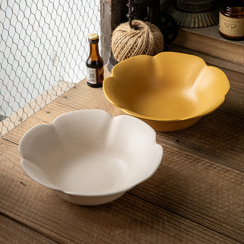 Ike bonito pétalos de 8 pulgadas cuencos de cerámica característicos cuencos de ensalada cuencos de fideos de color sólido cuencos de sopa exportación transfronteriza