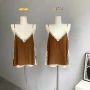 吊带款显瘦法式棕色背心