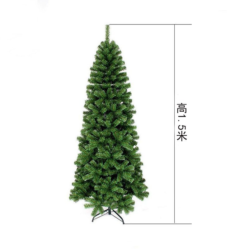 Nueva decoración navideña transfronteriza, árbol de Navidad de PVC realista para hotel, de pie, flocado, con diseño de lápiz, plegable, venta al por mayor de fábrica.