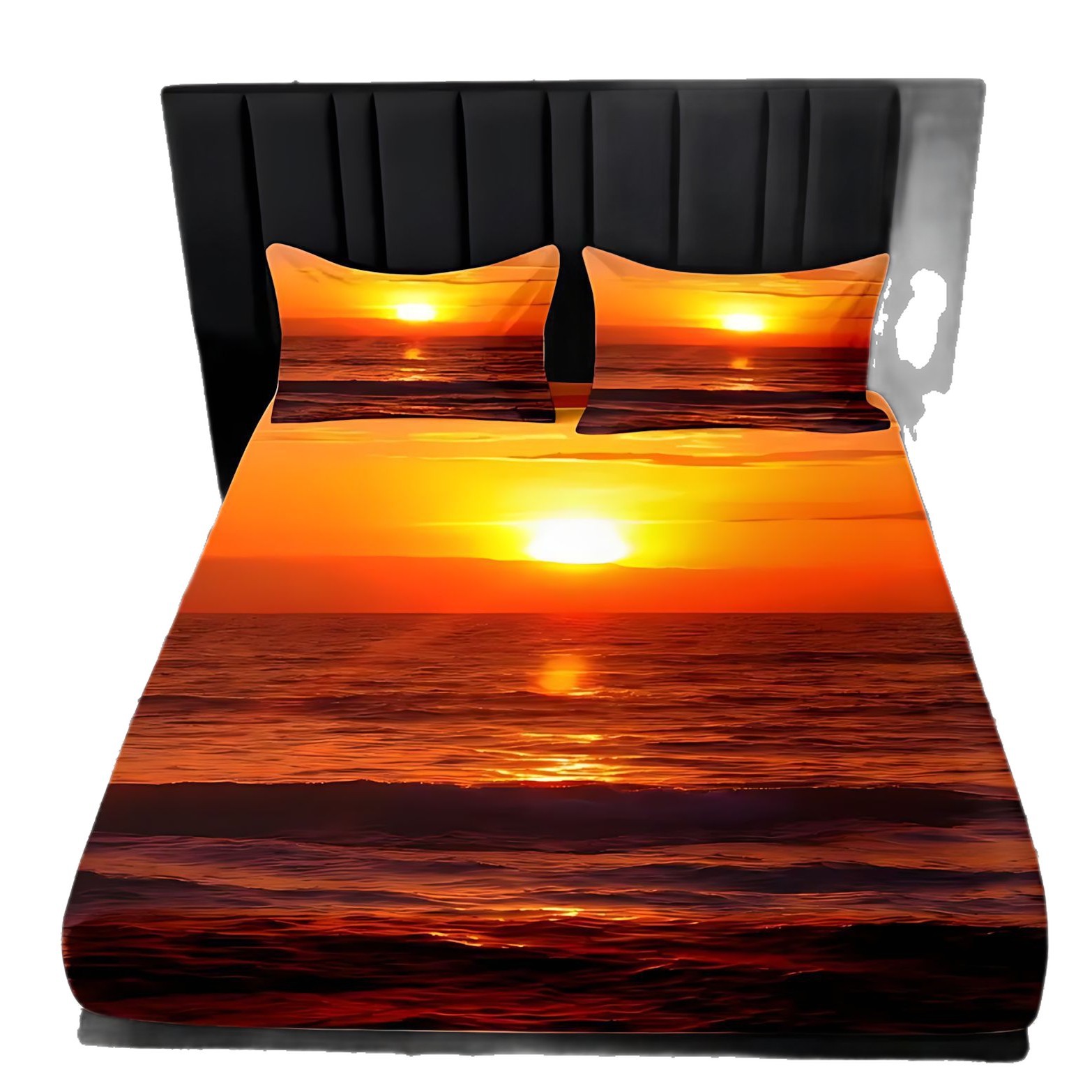 TEMU / JIT Visita a casa transfronteriza vista al mar temática molido HD impresión digital cama almohada cubierta Kit de cama