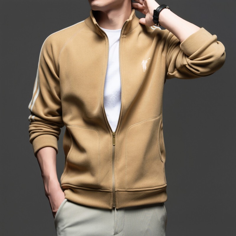 [Outlet Discount] Paul Genuine Men's Thickened Polar Fleece Jacket Stand Collar Zipper Casual Top Tops