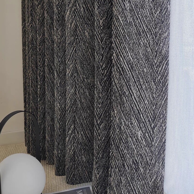 Italian Minimalist Designer High-End Herringbone Black and White Bedroom Blackout Curtains Cotton and Linen Geometric Texture Curtains Italian Minimalist Designer High-End Herringbone Black and White Bedroom Blackout Curtains Cotton and Linen Geometric Texture Curtains