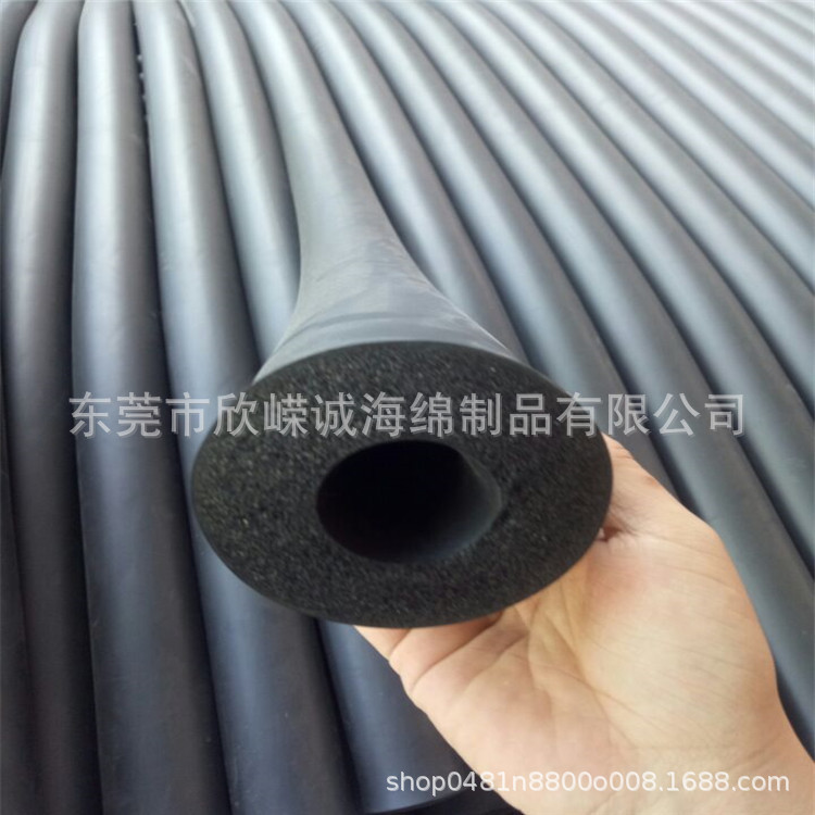 供应黑色光面阻燃NBR丁青橡胶海绵管包装防滑缓冲护具NBR海绵管套