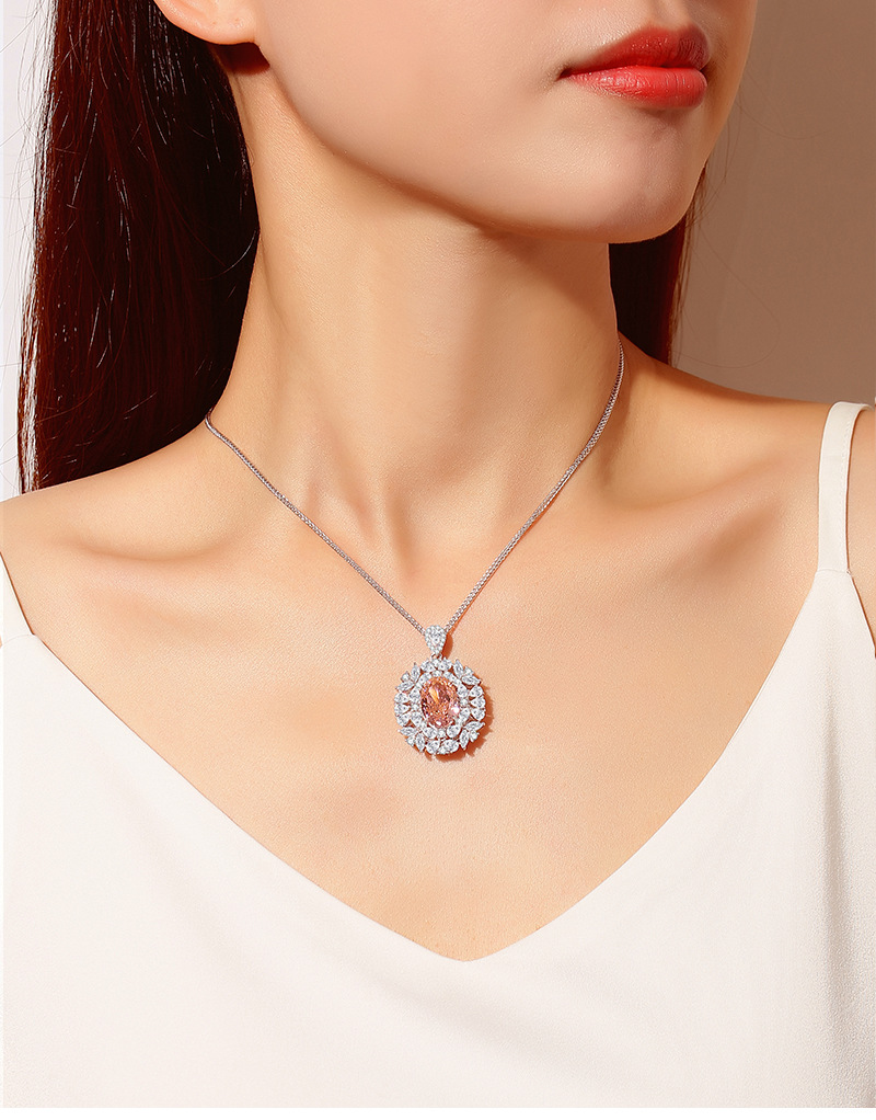0.03µm-0.05µm Gold Plating Thickness 1 Piece 925 Sterling Silver Geometric Zircon High Carbon Diamond 925 Sterling Silver Cable Chain Pendant Necklace