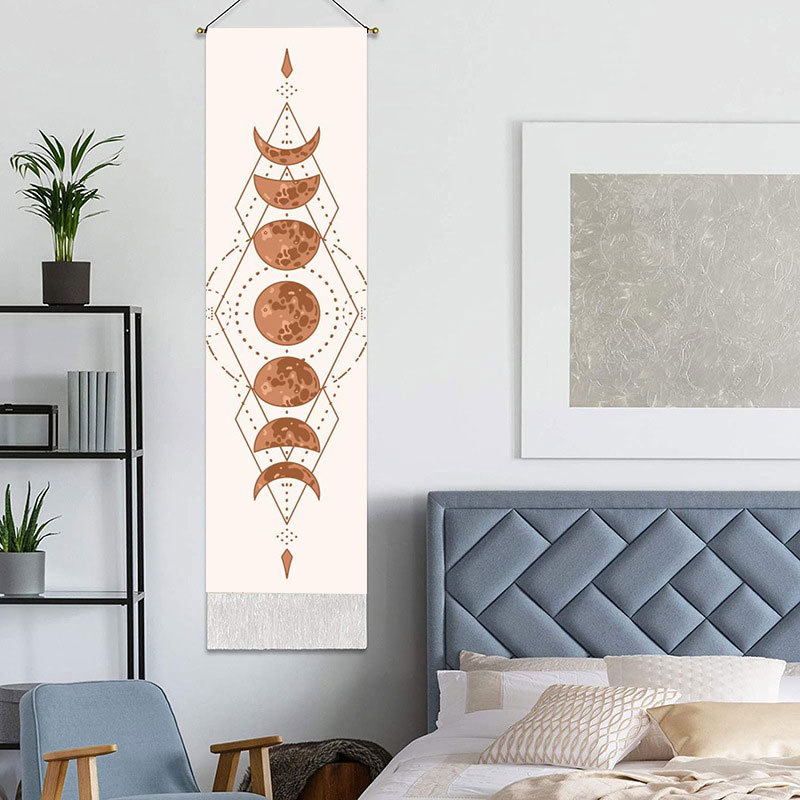 (2개) 국경 간 교수형 그림 달 변화 시리즈 벽걸이 담요 인쇄 홈 배경 장식 술 교수형 그림 거실 교수형 차축 그림