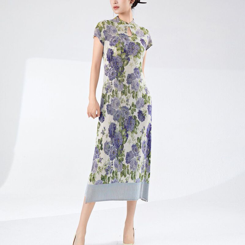 Factory Outlet New Chinese Cheongsam dress Temperament High Sense Mother Dress Slim Fit Age Reducing Split Long Skirt