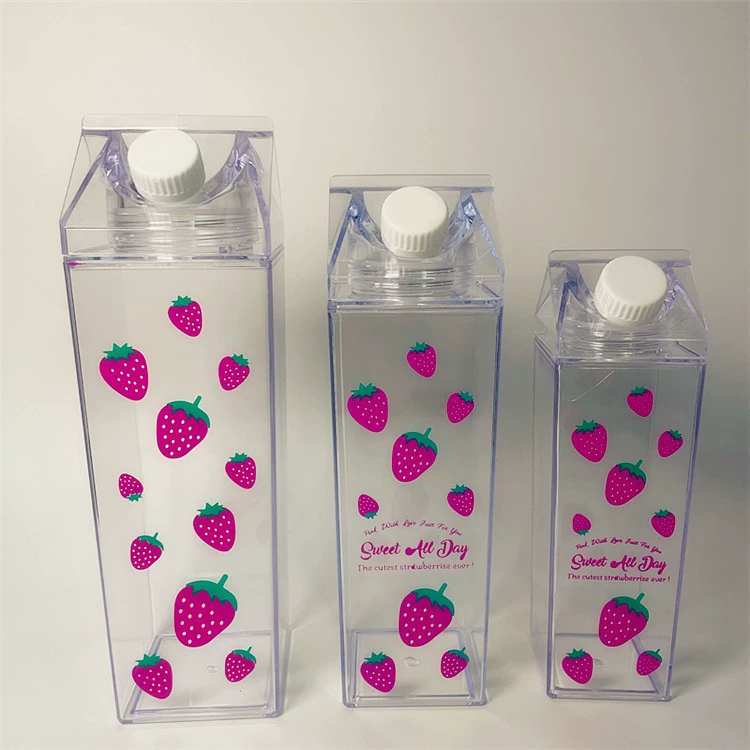  foreign trade large capacity 1000ml plastic square milk cup Korean cartoon square milk box milk box square cup