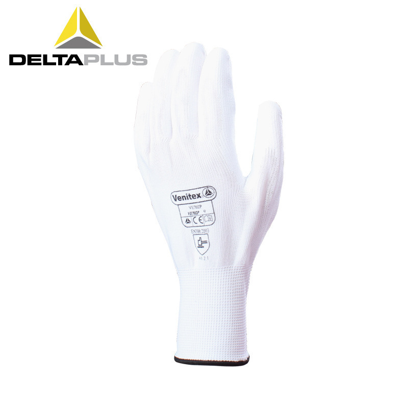 代尔塔 201704 尼龙PU涂层涤纶针织掌背耐磨透气精细操作防护手套