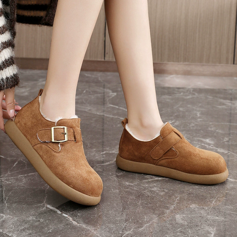 Плюшевые ботинки Birkenstock женские 2025 год, все включено, ботинки из бархата, маленькая картофельная форма, зимние мокасины на slip-on, ленивые шапки, хлопковые обувь