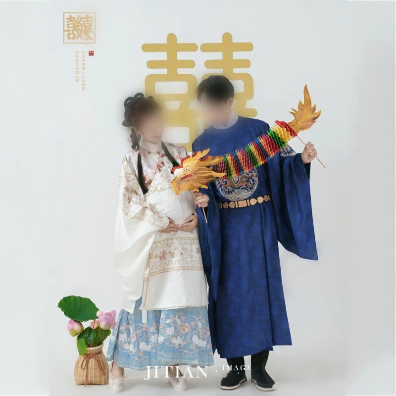 Dragon year new couple pregnant women photography clothing couple theme Photo Song Dynasty Ming embroidery ancient style hanfu suit