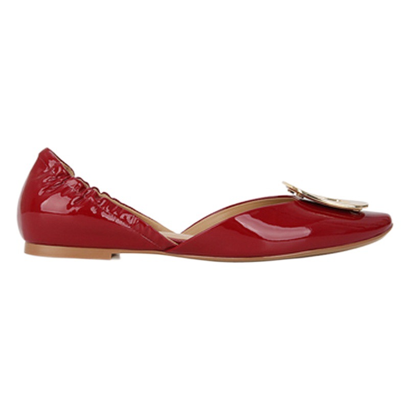Zapatos Planos con Hebilla Metálica Retro Francesa, Verano 2025, Nuevos Zapatos de Ballet Planos con Pliegues y Huecos para Mujer