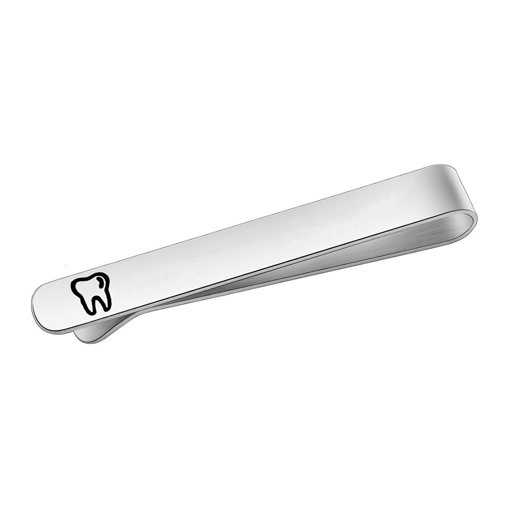 New Stainless Steel Polished Tie Clip Men's Clothing Simple Shirt Clip Engraved Logo Pattern Tie Clip