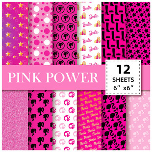12 Pieces of DIY Handmade Photo Album Scrapbook Pattern Card Paper New Black Gold Barbie Pink 6inch Material Background Paper