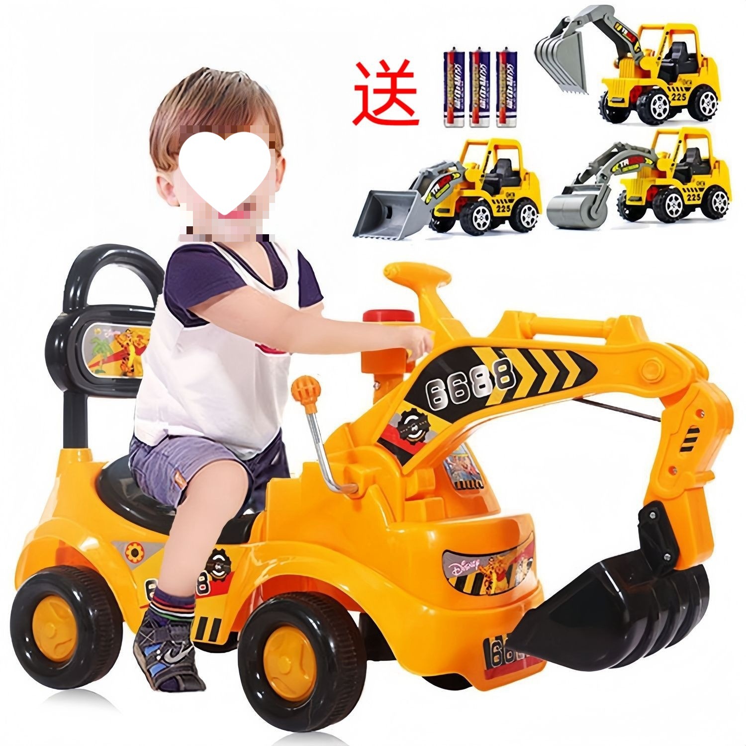 滑行宝宝玩具大号可扭扭车工程车人骑挖土机溜溜车儿童挖掘机可坐