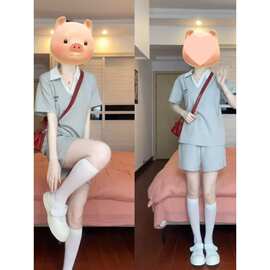 灰色短袖短裤运动服套装女夏季学生韩版宽松减龄休闲两件套潮