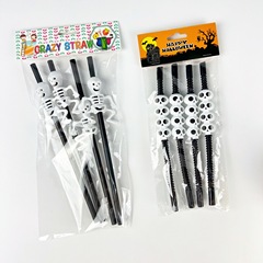 跨境吸管萬聖節節日派對吸管帽 創意骷顱頭南瓜造型藝術吸管批發