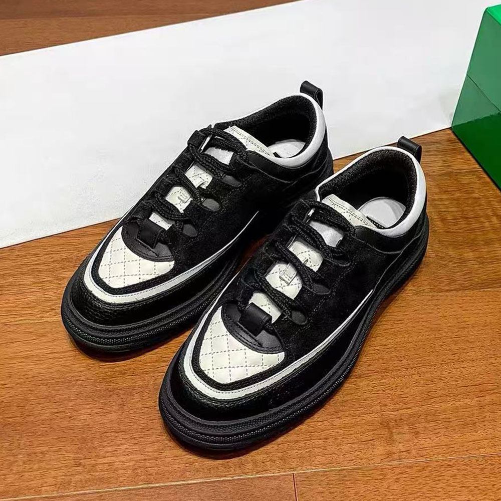 Nouvelle version montante 2025, modèle petit modèle, color block, semelle épaisse, rehaussante, style allemand décontracté, chaussures de sport Panda Dad pour femmes_voghion.com
