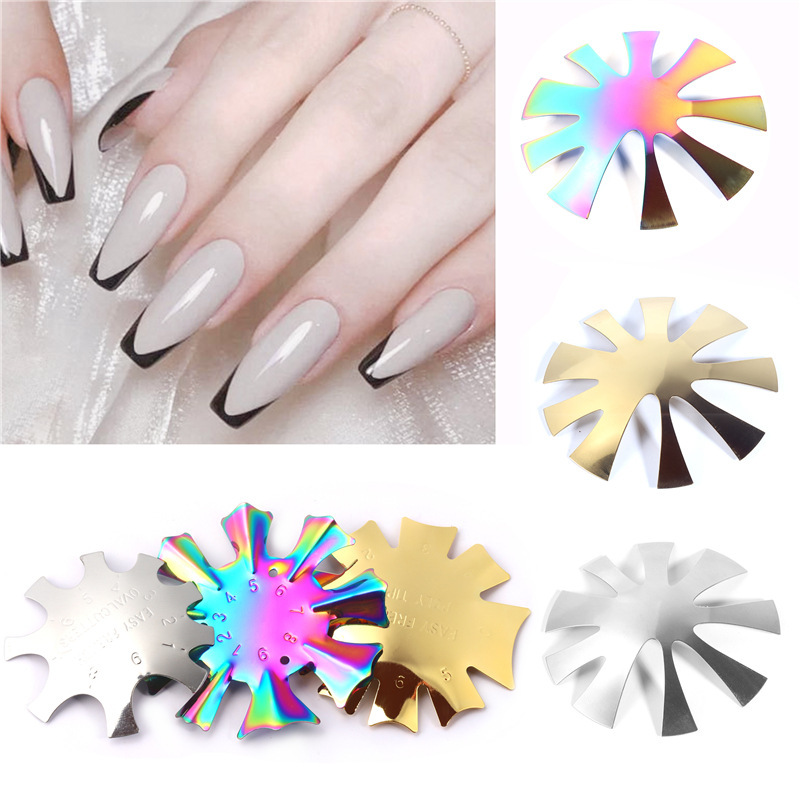 Cross-border new nail art French molding template V-shaped stainless steel plate phototherapy crystal nail production modeling Template