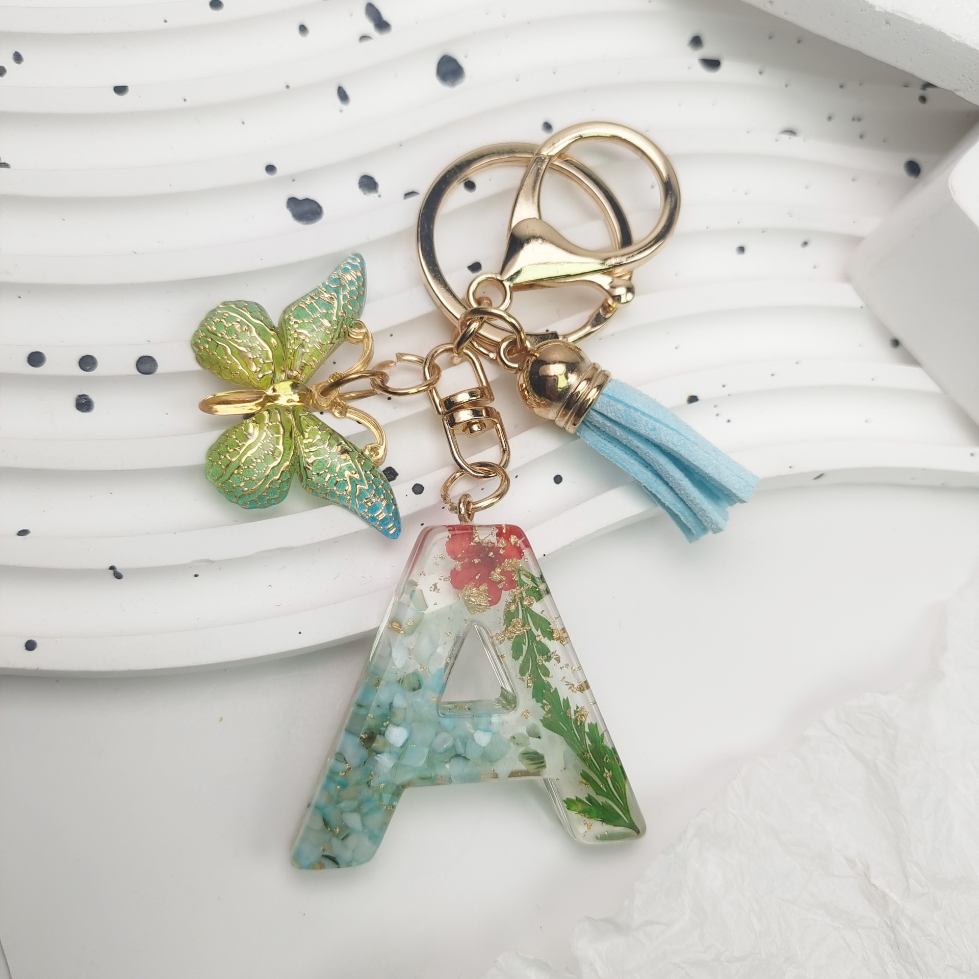 Pastoral Flower Butterfly Crystal Women's Bag Pendant Keychain display picture 9