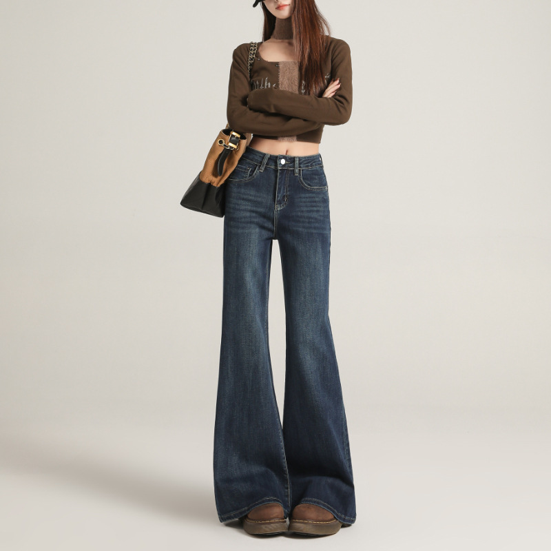 Women’s High-Waisted Flared Jeans – Retro Brown Bootcut Denim Pants, Comfortable Loose Fit For A Stylish & Slimming Look_voghion.com
