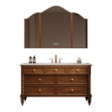 Умывальник в китайском и французском стиле, американский ретро-стиль, шкаф для ванной комнаты, комбинированный умывальник для ванной комнаты, каменная пластина, встроенная раковина с горячей изогнутой поверхностью