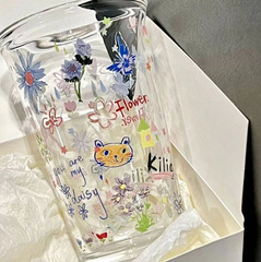 ネット赤同種落書きドーパミンカップがグラスをひっくり返した高颜値カップ家庭用夏ins風朝食