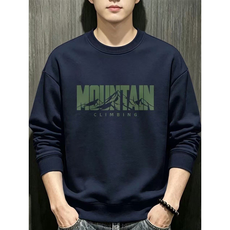 New autumn and winter collection: trendy round-neck sweatshirts for men, featuring letter prints, long sleeves, and a versatile, loose, and casual style