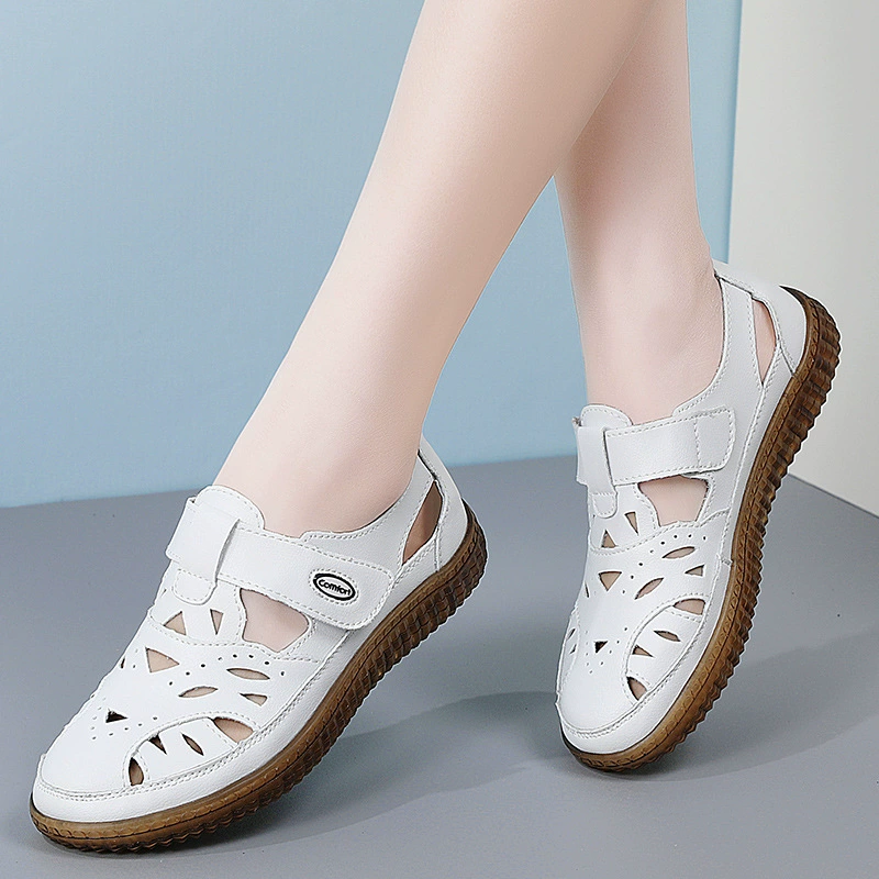 Женские летние босоножки 2025 года, новые, кросс-бордерные, сандалии-баотоу, римские, дышащие, повседневные, с перфорацией, пляжная обувь