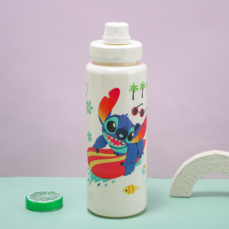 スターリー漫画プラスチックカップ、見栄えの良い、大容量、学生用ソリッドカラーの子供用ウォーターカップ、ハンドル付きポータブル大容量カップ|undefined