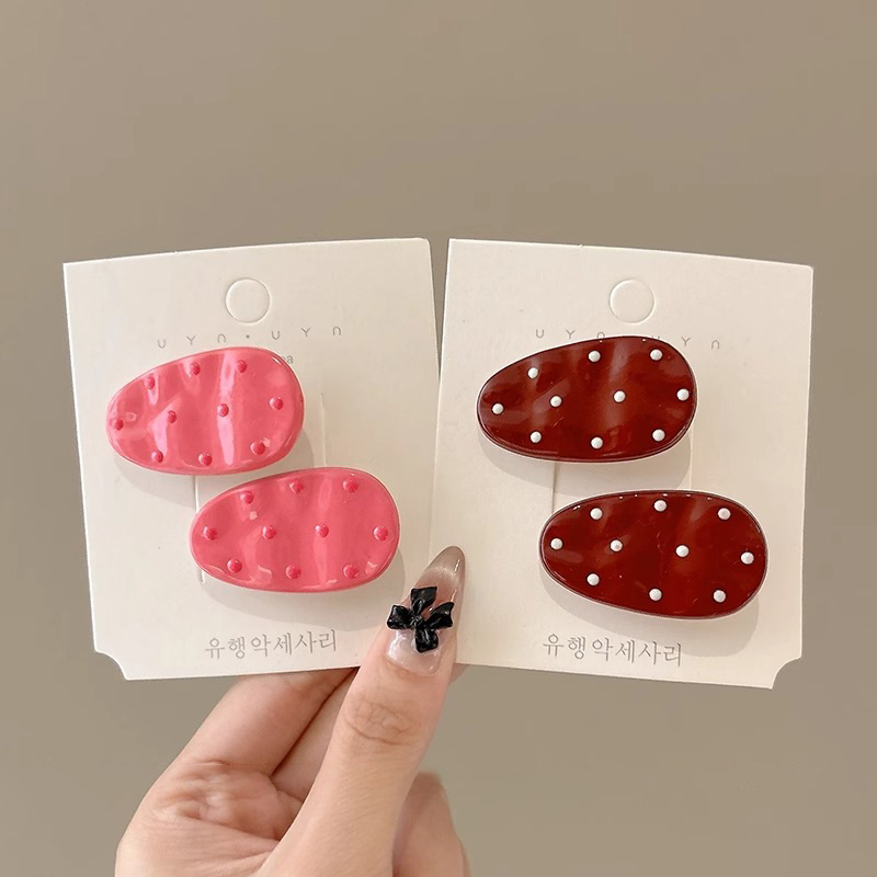 Punto de onda rosa oval clip de cabello para mujeres lindas clip lateral dulce chica pecado clip de cabello de boca de pato clip de cabello tocado