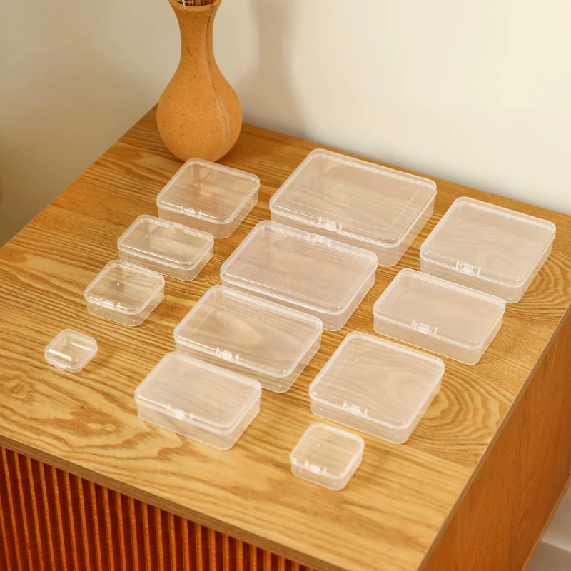 Прозрачная маленькая квадратная коробка с крышкой, ящик для инструментов, для маникюра, для накладных ногтей, пластиковая коробка, для игрушек, украшений, упаковка для трансграничного экспорта