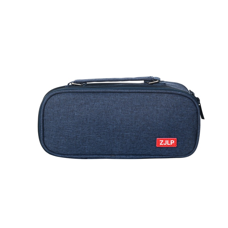 Estilo coreano simple portátil de doble capa de gran capacidad de cinco rejillas caja de lápiz Oxford tela de color sólido estudiante de papelería de almacenamiento caja de lápiz bolsa