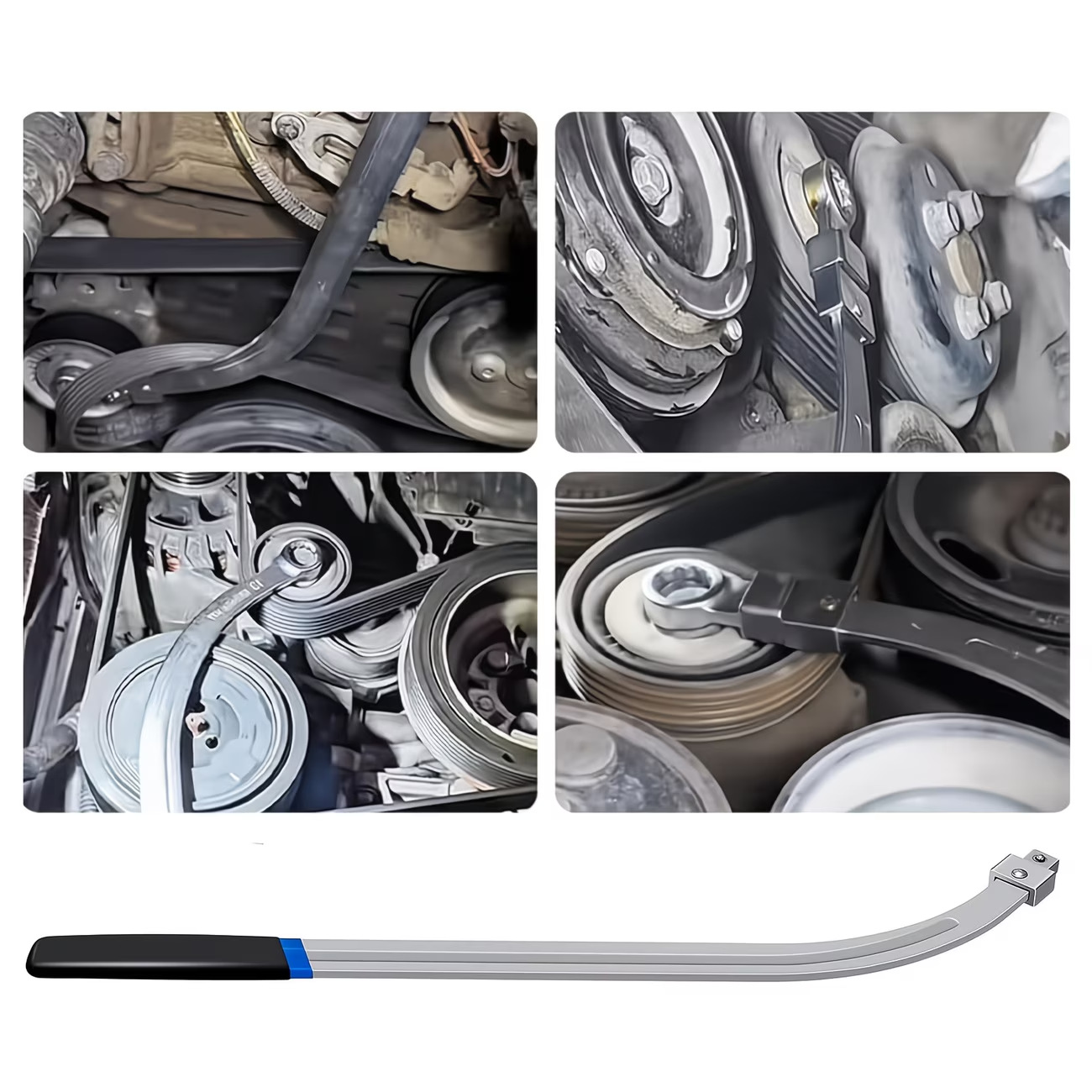 15-Piece Set of Pulley Wrenches, Engine Idler Tensioner Pulley Adjustment Wrenches, Extended Socket Wrenches