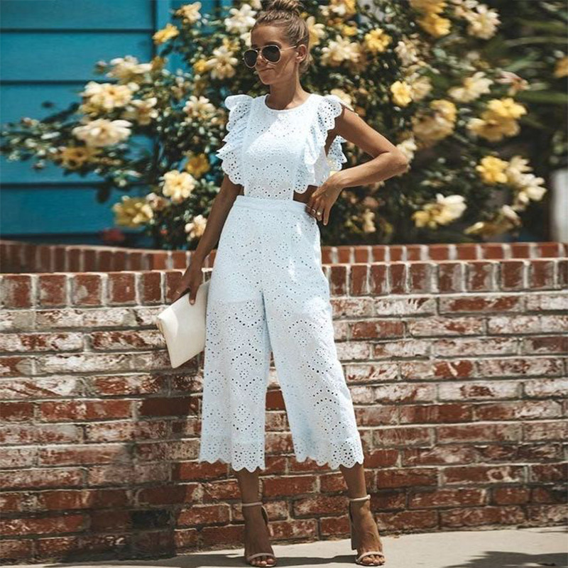 Europa y América verano ropa de las nuevas mujeres del comercio exterior deseo Dunhuang sin mangas cuello redondo mono pantalones Casuales