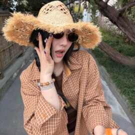 枫叶黄格子格纹长袖衬衫男女春夏季松弛感翻领巨好看的衬衣薄外套
