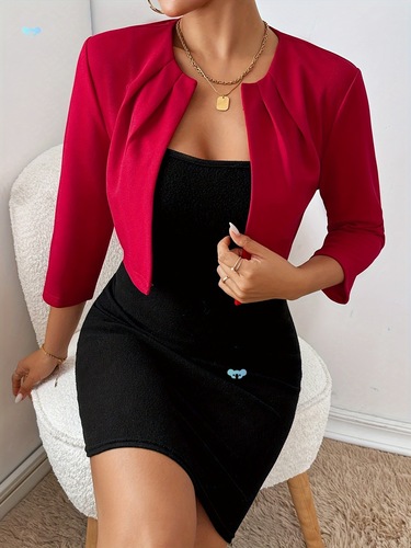 Women's Stylish Pleated Collar Blazer Elegant Modern for Cross-border