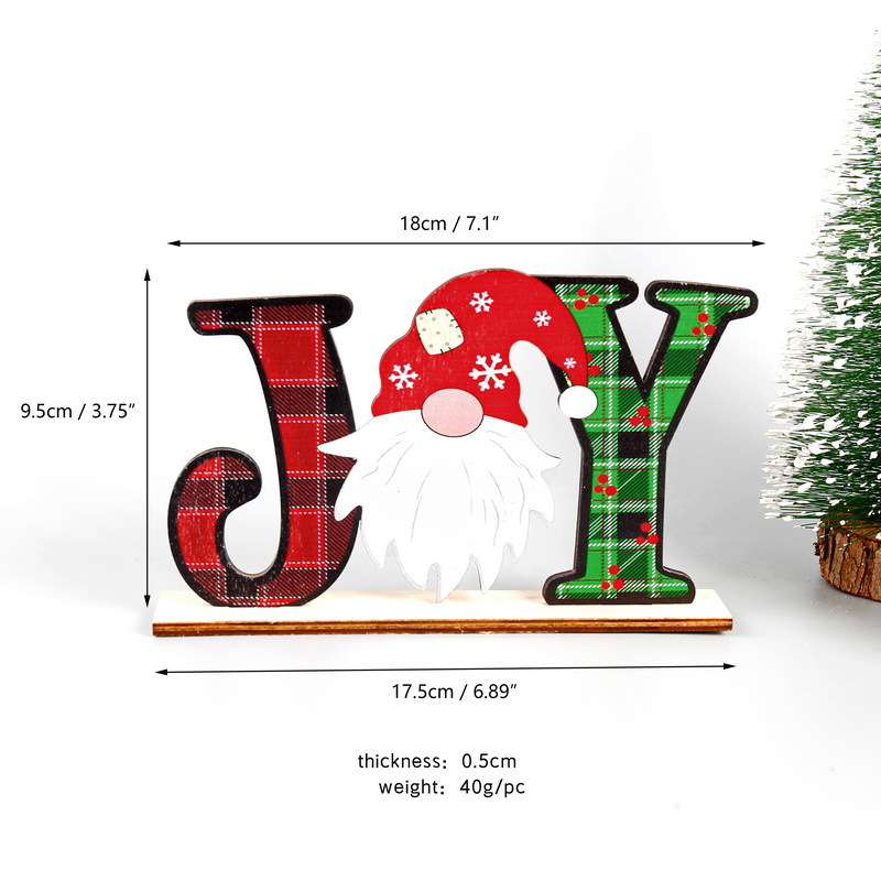 Adornos horizontales de letras de madera de Navidad (Rudolf JOY)