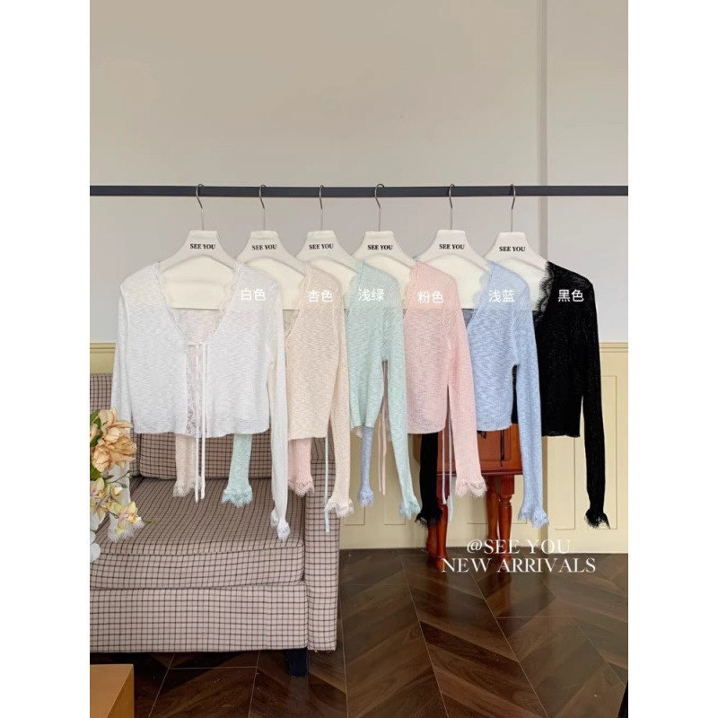 2025 Spring and Summer Lace Short Knitwear with Skirt Cardigan Accessible Luxury Shirt Super Nice Gentle Unique Top