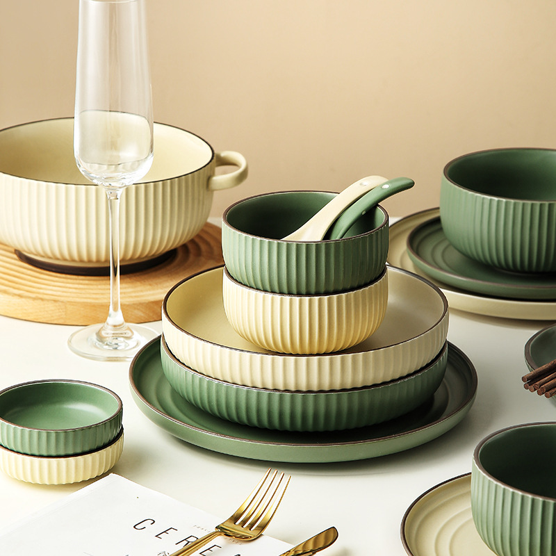 Bowl Ins Ceramic Bowl and Plate Wholesale Bowl and Plate Set Nordic Creative Eating Bowl Soup Bowl Tableware Ins Style