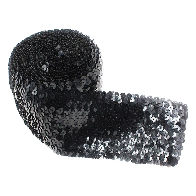 7. 5cm oro en stock negro 8-fila elástico lentejuelas perlas cinta de encaje para todo el año cinturón de suministro de plata