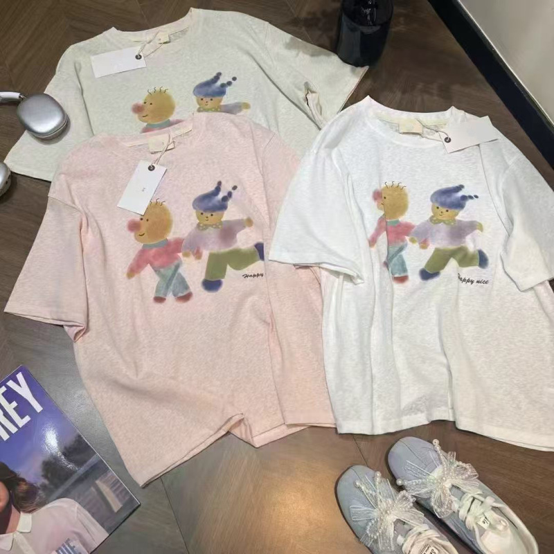 チャオ気持ちいい ~ 涼しい通気かわいい趣味落書き小人プリント半袖tシャツ女性夏ゆるいカジュアル|undefined