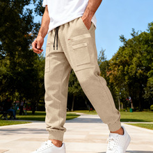 跨境亚马逊男士宽松华夫格休闲高街户外运动通勤嘻哈工装透气卫裤